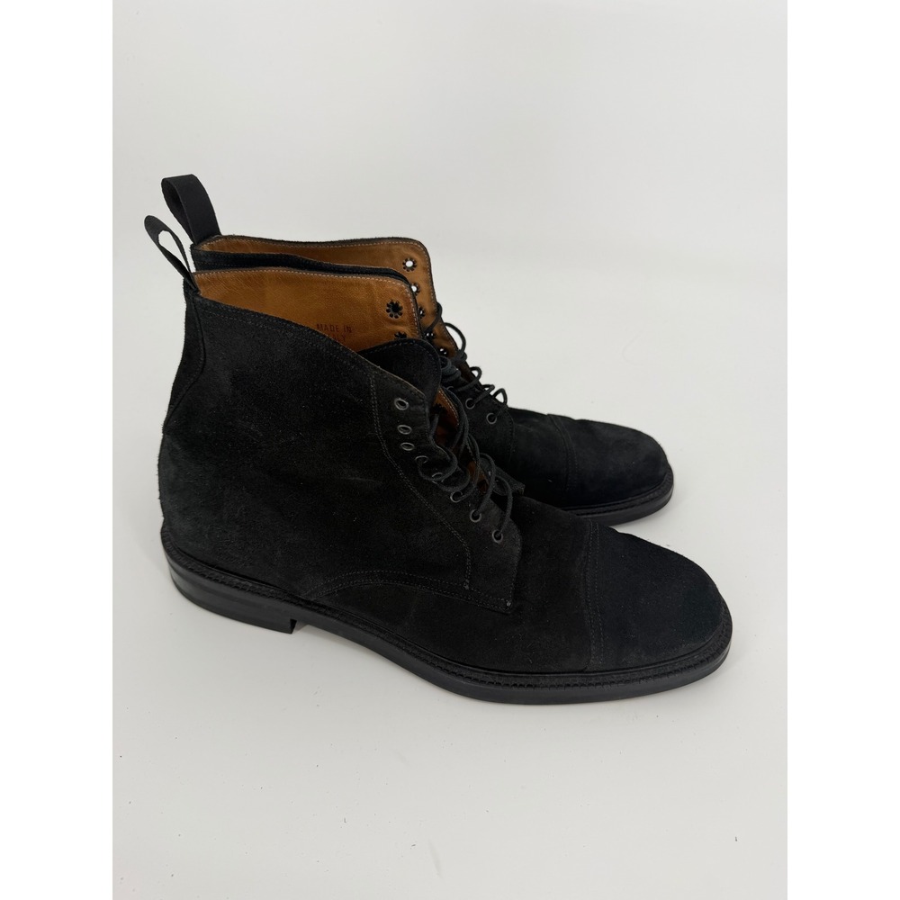 Barneys New York Mens Black Suede Cap Toe Combat Boots Made in Italy Size 12‎
